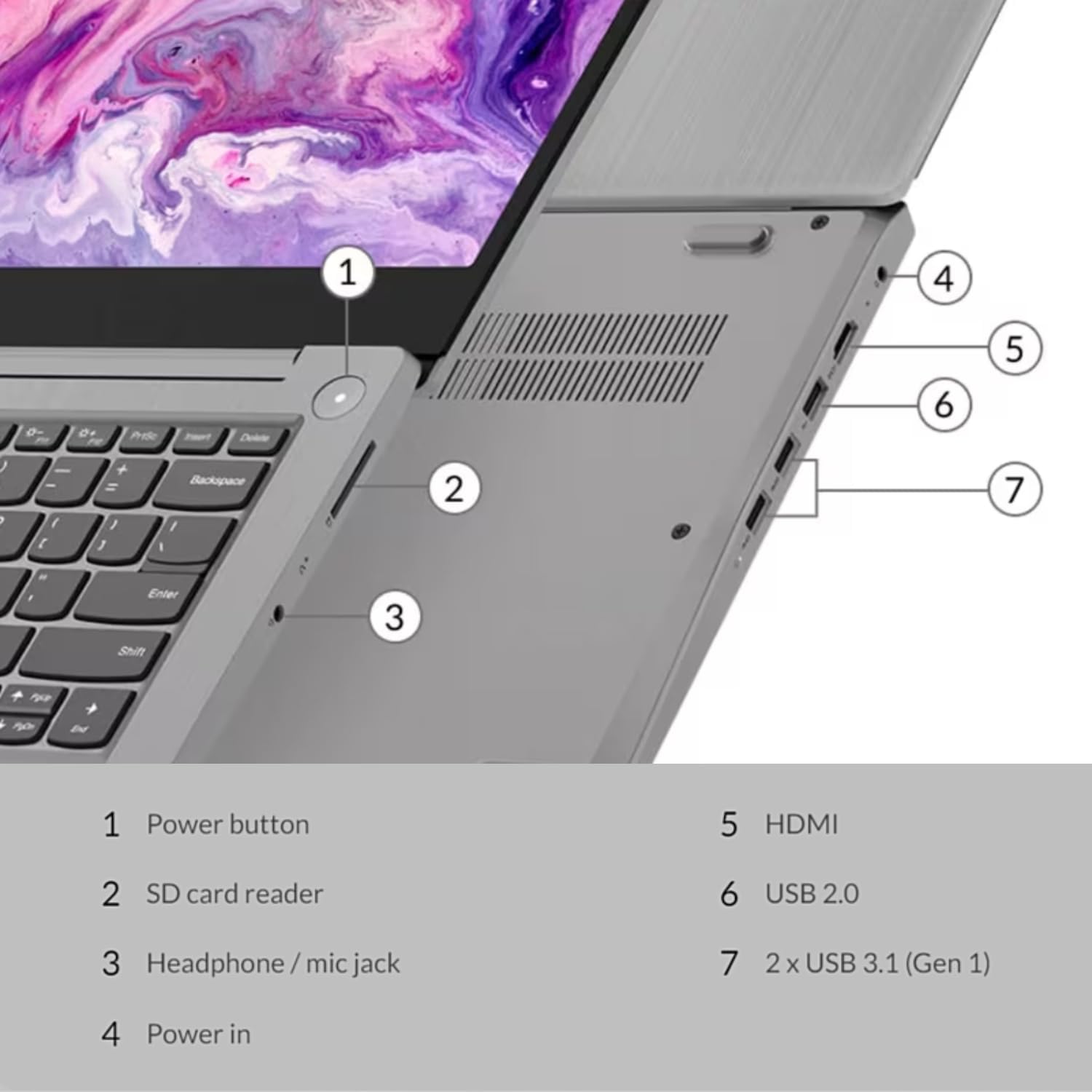 Lenovo IdeaPad 3 Laptop, 14" FHD Display, Intel Core i5-1135G7, 12GB RAM, 512GB SSD, Camera, SD Card Reader, Bluetooth, Wi-Fi 6, Windows 11 Home, Grey