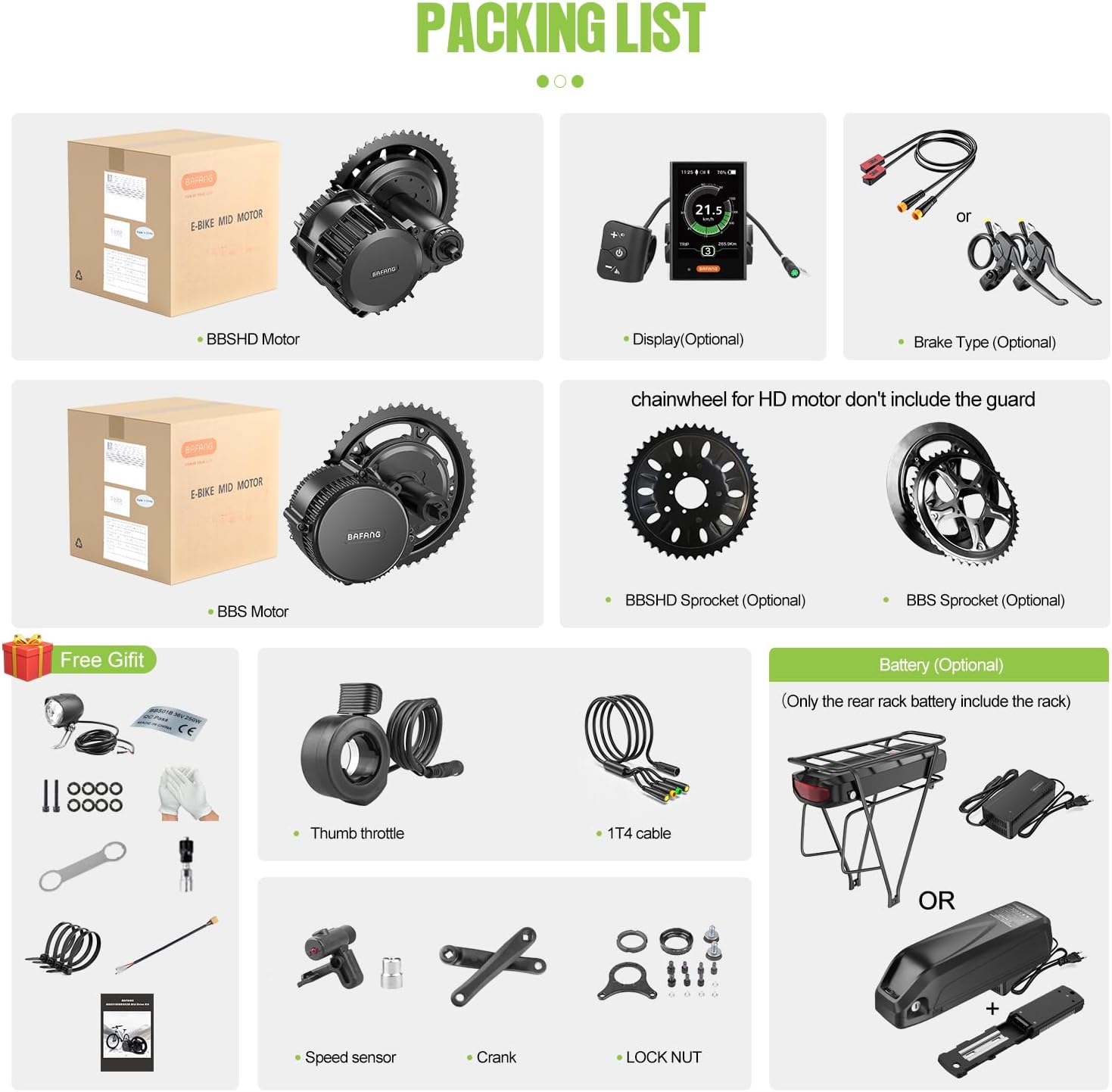 BAFANG BBS02 48V 750W Mid Drive Kits Mid Motor Ebike Conversion Kits with 42T Chainring Wheel and 800S Display(No Battery) Fit 68-73MM BB Size Bikes