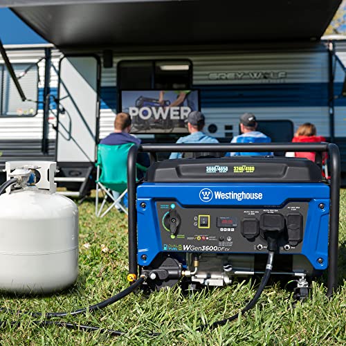 Westinghouse Outdoor Power Equipment 4650 Peak Watt Dual Fuel Portable Generator, Remote Electric Start with Auto Choke, RV Ready 30A Outlet, Gas & Propane Powered, CO Sensor