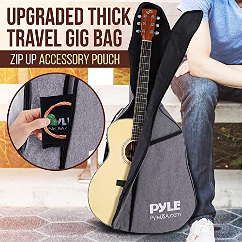 Pyle Premium Acoustic-Electric Guitar Kit, 4/4 Full Size Dreadnought Cutaway with 4-Band EQ, Premium Accessory Set, 41" Spruce Mahogany