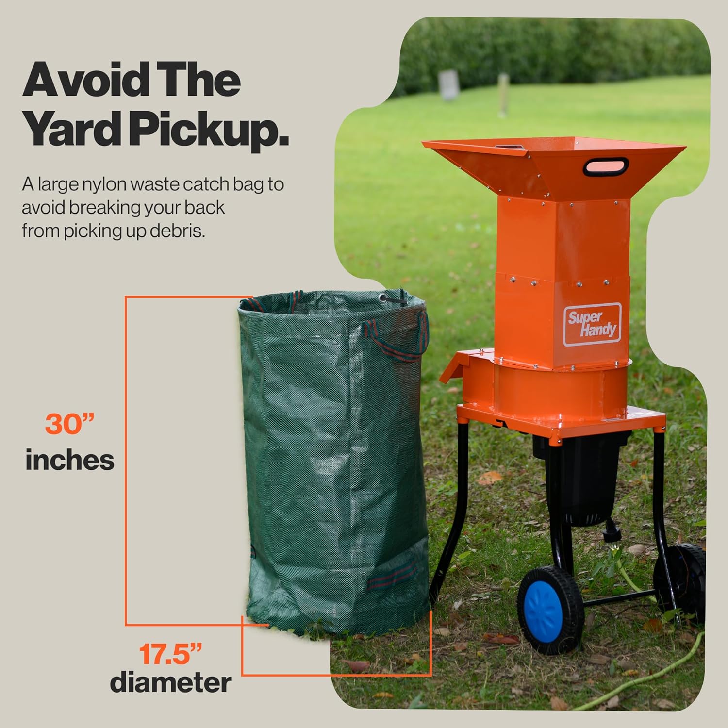 SuperHandy Leaf Mulcher Shredder Electric Green and Waste Management Heavy Duty 120V AC 11" Inch Cutting Blade .5" Inch Cutting Capacity for Leaves, Grass, & Clippings