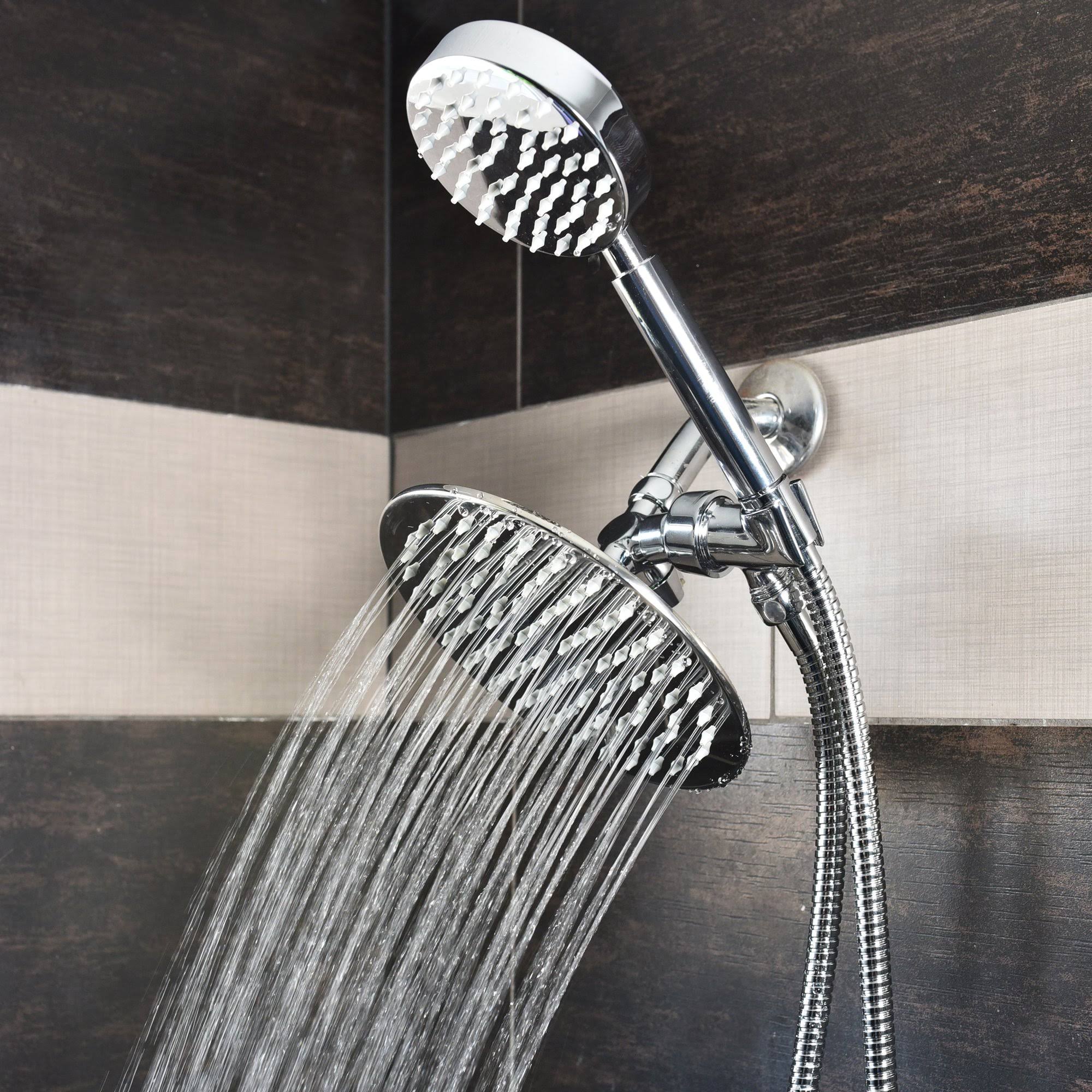 All Metal Dual Shower Head Combo with Hand Held and Rain Shower Head, 2.5 GPM Brushed Nickel