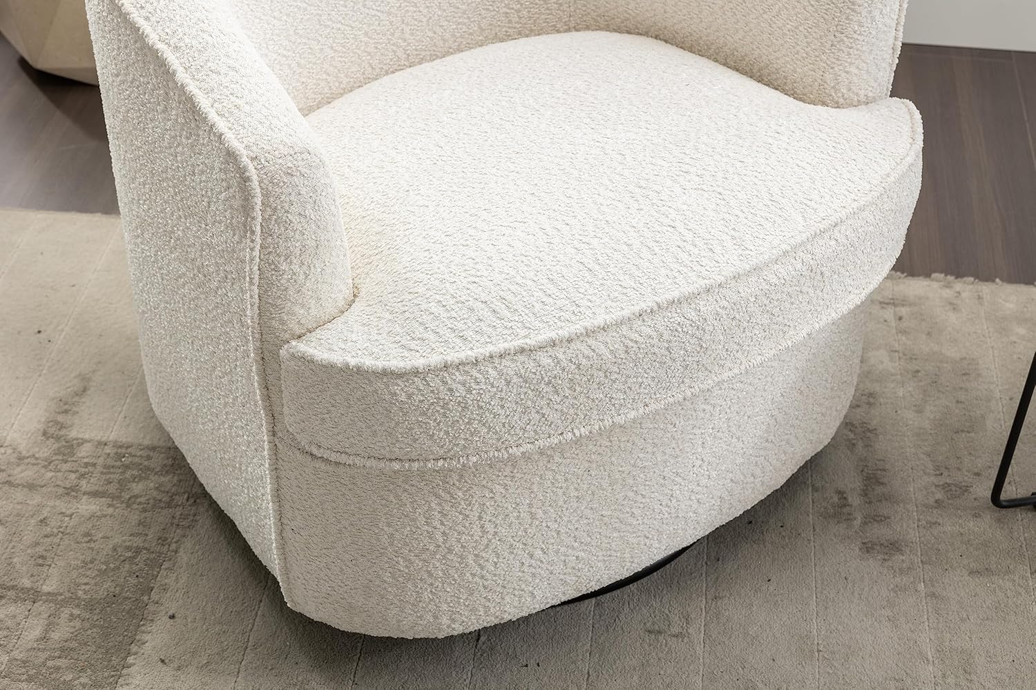 Swivel Barrel Chair, Comfy Round Accent Sofa Chair for Living Room, 360 Degree Swivel Barrel Club Chair, Leisure Arm Chair for Nursery, Hotel, Bedroom, Office, Lounge (Beige) W395102560