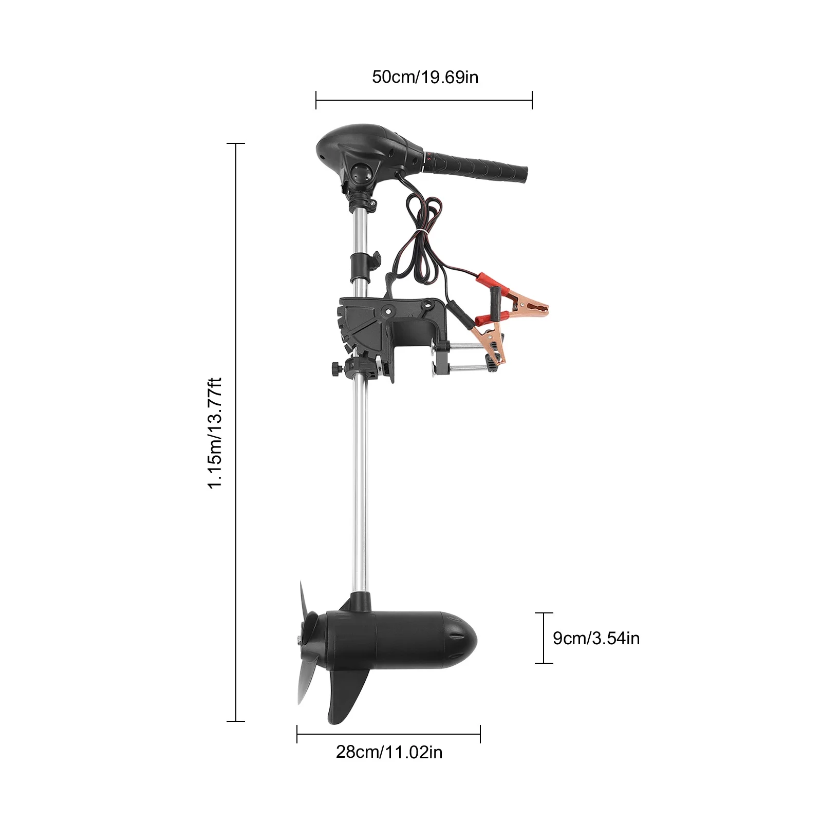 Miumaeov 12V 60lb Electric Trolling Motor with LED Battery Indicator Thrust Transom Mounted Saltwater 8-speed Control System