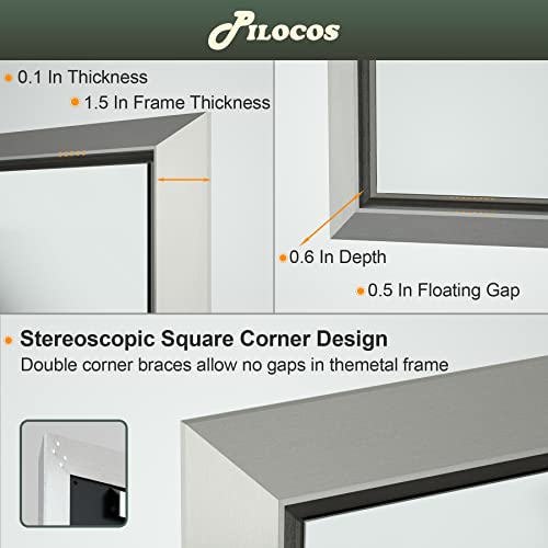 Black Bathroom Mirror for Wall, 60" x 36" Large Framed Rectangle Mirror with Beveled Stereoscopic Aluminum Alloy Frame, Wall Mirror for Hotel Double Vanity, Barber Shop (Horizontal/Vertical)