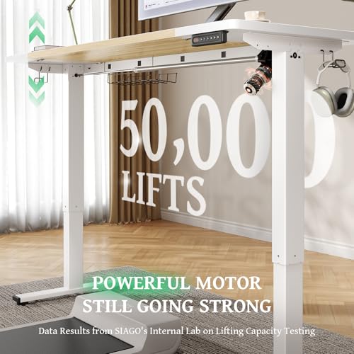 SIAGO Electric Standing Desk Adjustable - 48 x 24 Inch Sit Stand up Desk with Cable Management - 3 Memory Preset Adjustable Height Table