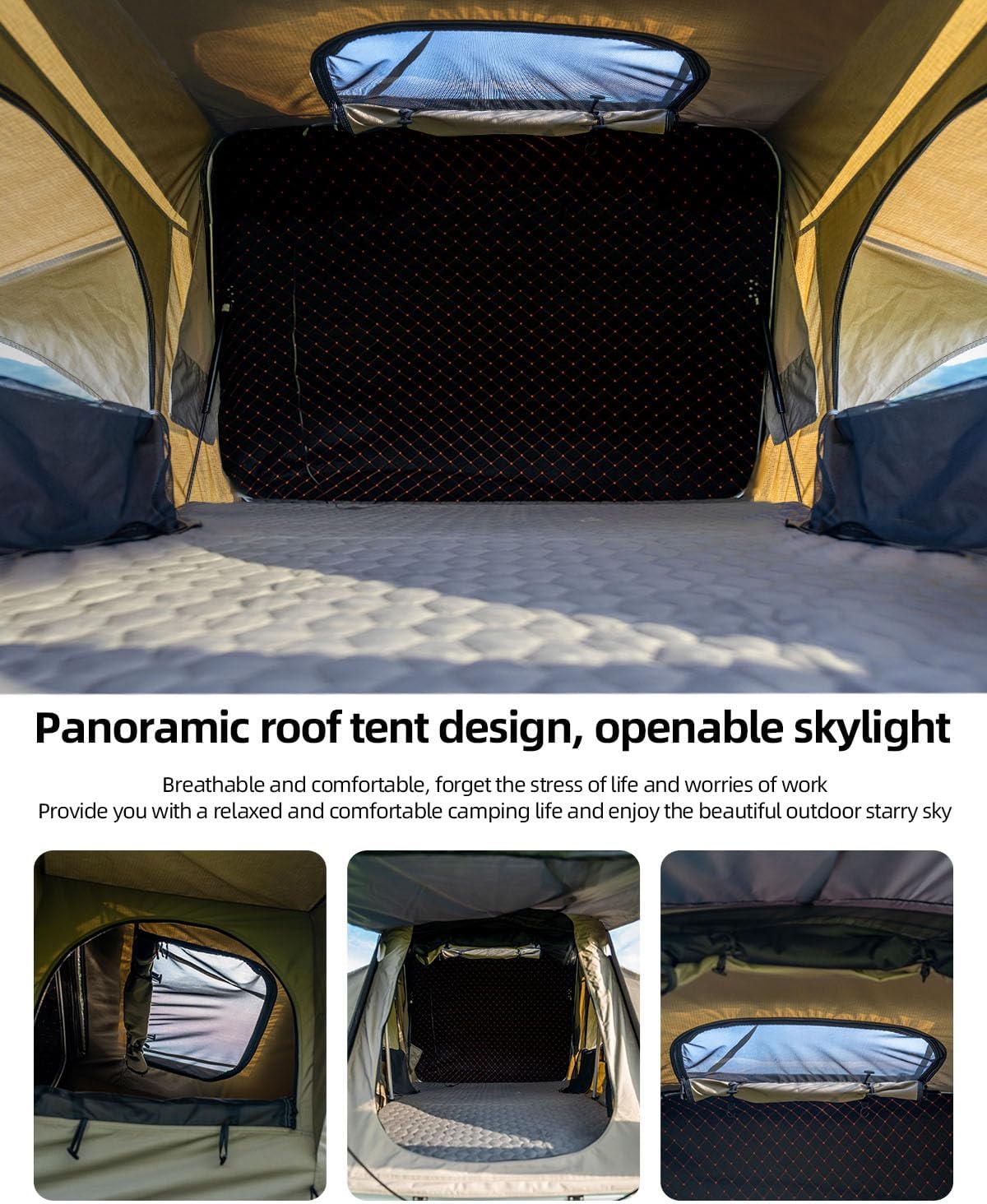 Naturnest Rooftop Tent Hard Shell with 2 Chair, BAMACAR Rooftop Tent for Jeep SUV Pickup Truck Van Overland Tent, Hardshell Rooftop Tent Nature Nest Roof Top Tent Car Camping Clamshell Roof Rack Tent