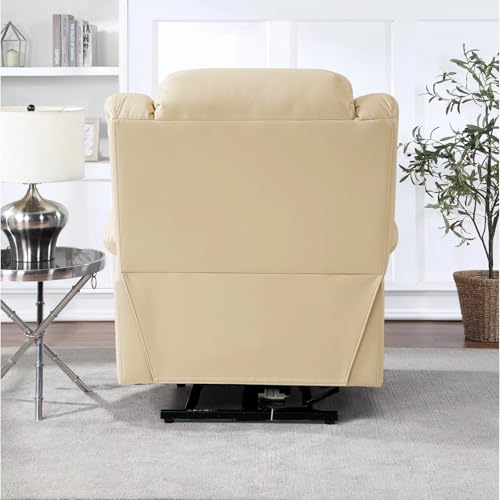 Large Power Lift Recliner Chair Recliners for Elderly, Infinite Position Recliner Chair with Heat and Massage, Breathable Leather(Beige)