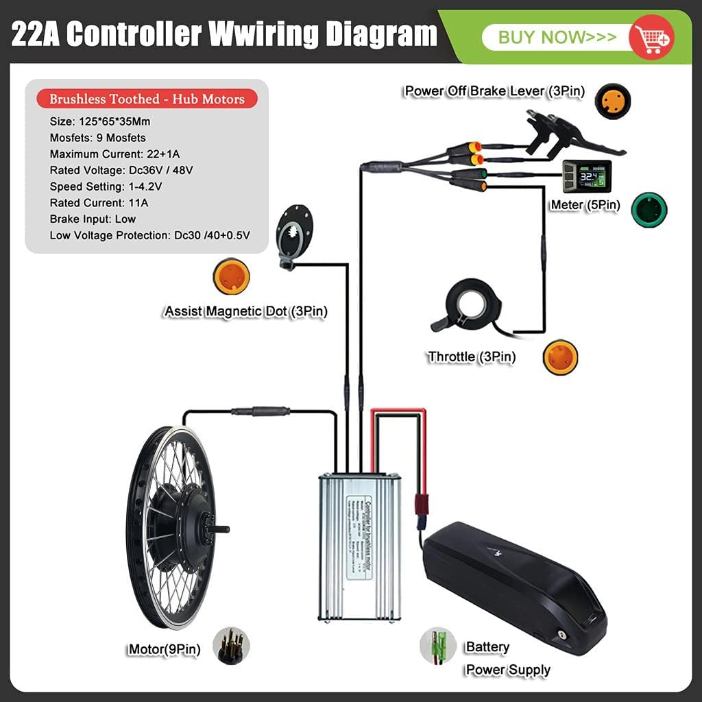 36V/48V - 250W/350W/500W Electric Bicycle Motor Kit, Front Wheel E-Bike Conversion Kit, Dual Mode Controller(32Km/H),48V/500W-26
