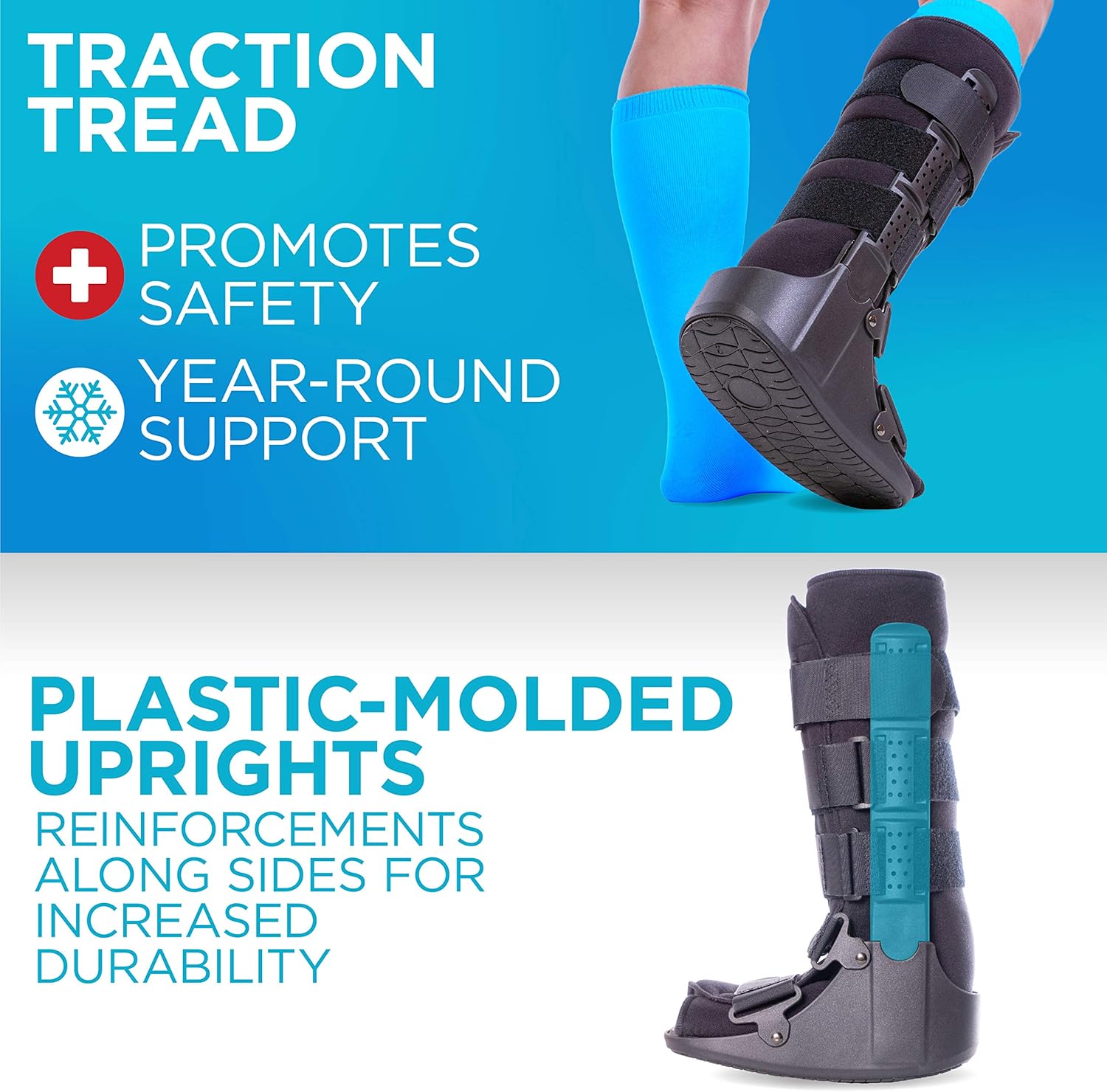 BraceAbility Tall Pneumatic Walking Boot | Orthopedic CAM Air Walker & Inflatable Surgical Leg Cast for Broken Foot, Sprained Ankle, Fractures or Achilles Surgery Recovery (Medium)