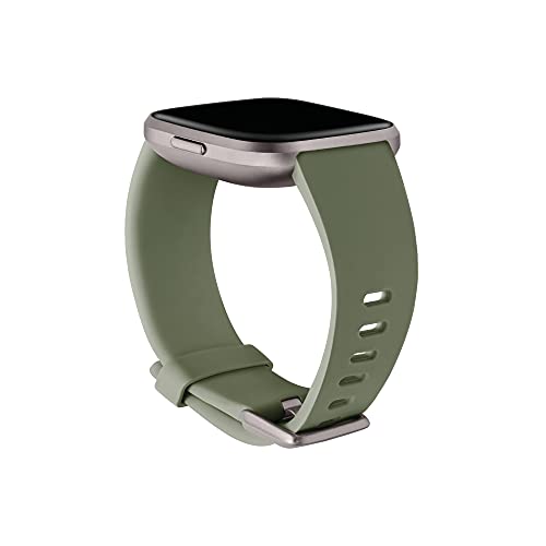 Fitbit Versa 2 Health and Fitness Smartwatch with Heart Rate, Music, Alexa Built-In, Sleep and Swim Tracking, Black/Carbon, One Size (S and L Bands Included)