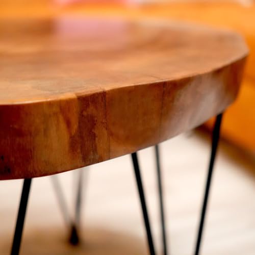 Custom Walnut Live Edge Coffee Table, Solid Wood Table, Round Coffee Table, Wooden Side Table, Rustic Furniture, Unique Mid Century Modern (24" (60 cm))
