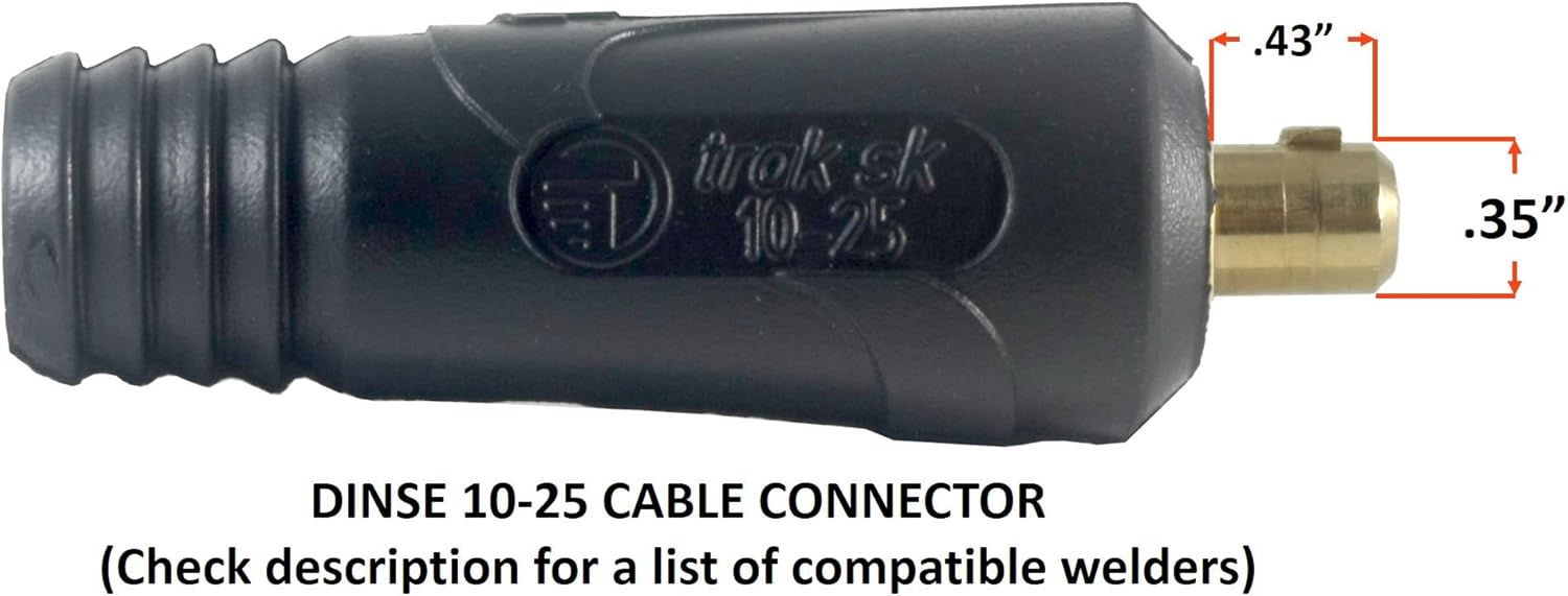 200 Amp Welding Leads Assembly Set - Dinse 10-25 Connector - #2 AWG cable (15 FEET EACH LEAD)
