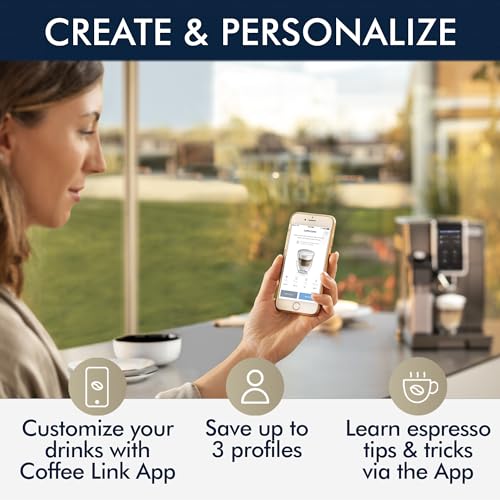 De'Longhi ECAM37095TI Dinamica Plus with LatteCrema System, Fully Automatic Coffee Machine, Colored Touch Display,Titanium (Renewed)