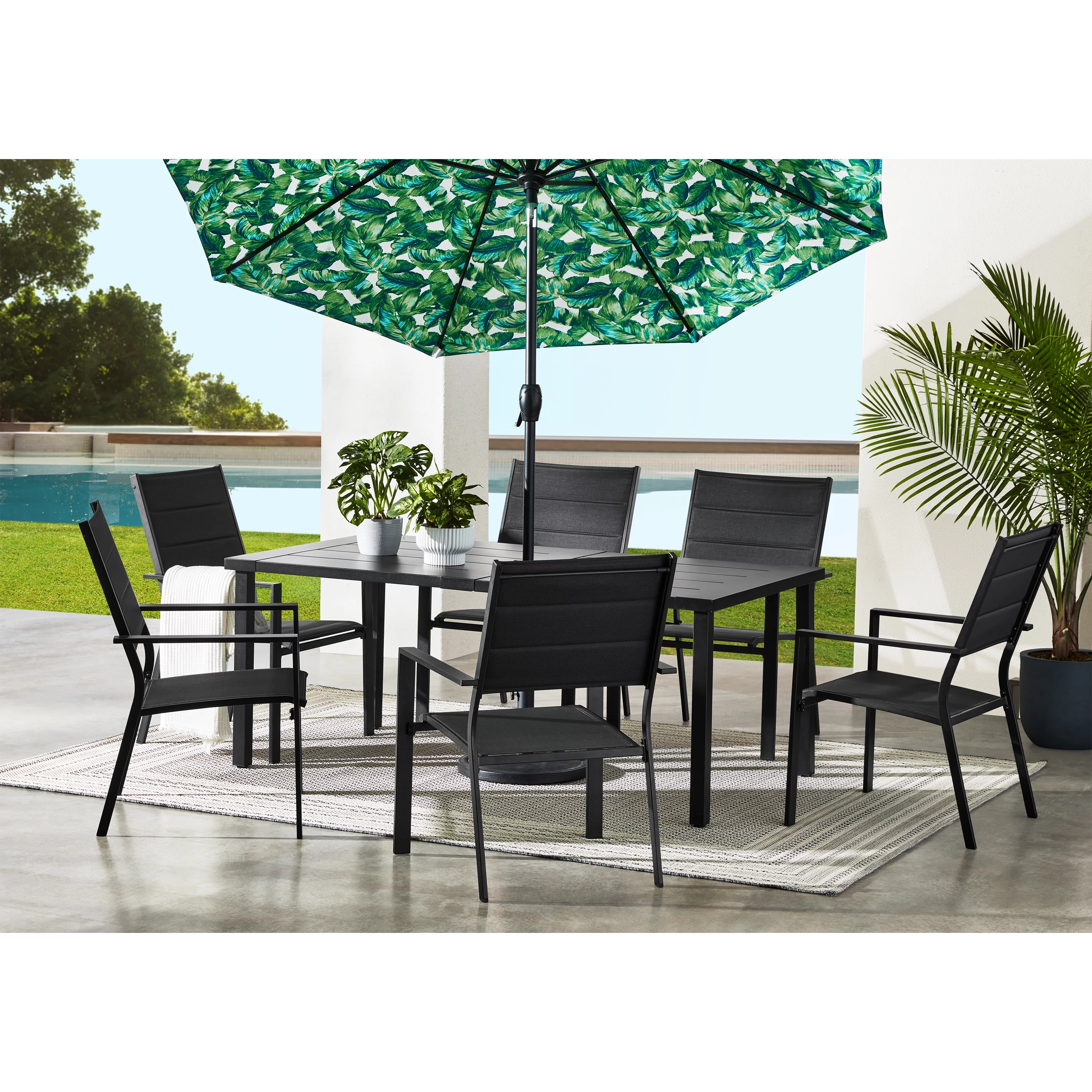 Mainstays Dashwood 7-Piece Outdoor Patio Dining Set, Black
