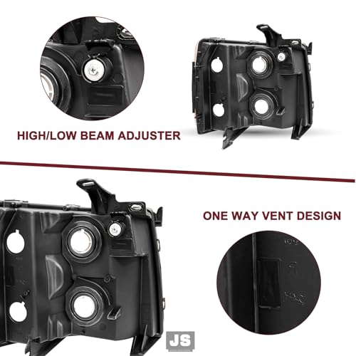JSBOYAT Headlight Assembly Fits for 2007-2013 Chevy Silverado 1500/07-14 Silverado 2500 3500 HD Halogen OE Style Factory Headlamp Replacement Pair Set LH+RH