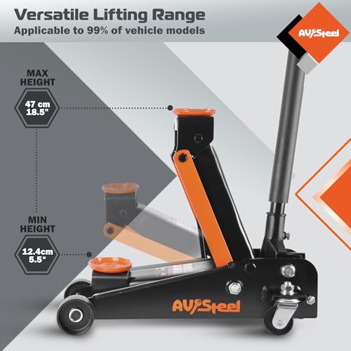 3 Ton Floor Jack (6600 lbs), Heavy Duty Hydraulic Jack for Car, Heavy-Duty Floor Jack with Single Piston Pump, Quick Lift Car Jack 3 ton with Lifting Range 5.5'' to 18.5''