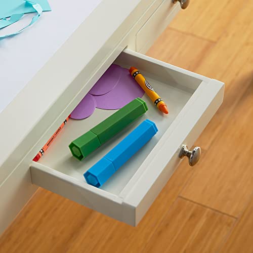 Martha Stewart Crafting Kids' Art Table and Paper Roll - Creamy White, 3+ Children's Drawing and Painting Desk, Wooden Activity Table with Storage Drawers for Arts and Crafts