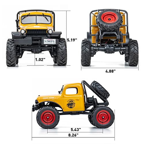 FMS RC Crwaler 1/24 Scale FCX24 Power Wagon RTR V2 4WD 2.4GHz 3CH Offroad RC Car Model Vehicle Hobby Grade Remote Control Car(Yellow)