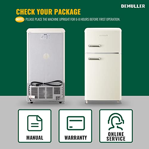 DEMULLER Retro Mini Fridge with two doors and handles Freestanding