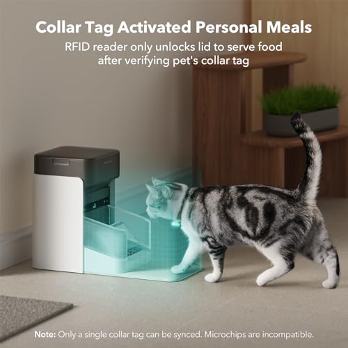 PETLIBRO Upgraded RFID Automatic Cat Feeder, 5G Wi-Fi Automatic Pet Feeder, 3L Auto Cat Feeder App Control with Light Collar Tag, Tag Activated One Automatic Cat Food Dispenser 1-10 Meals Control