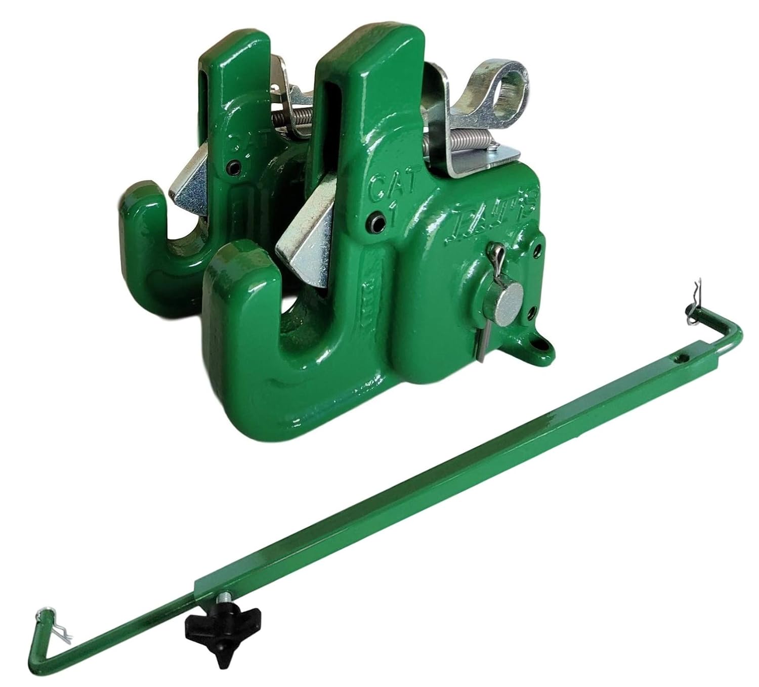 Pat's Easy Change with Stabilizer Bar - Best Quick Hitch System On The Market – Flexible, Durable and Affordable (Green CAT #2)