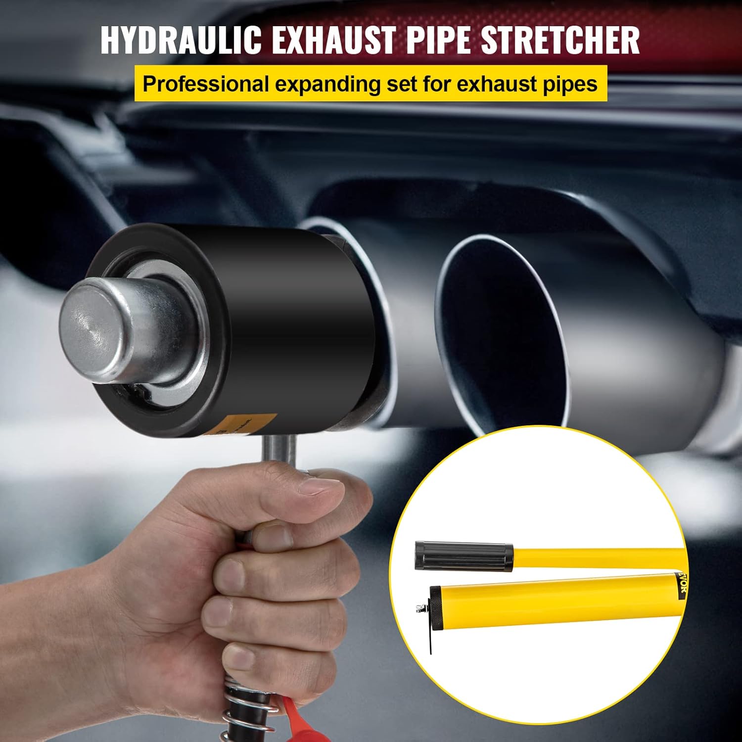 VEVOR Hydraulic Exhaust Pipe Expander, 1-5/8 to 4-1/4 size, 10 T Manual Hydraulic Pipe Stretcher w/4 Dies and 2 Storing Case for Copper, Aluminum Tubes in Car Repairing