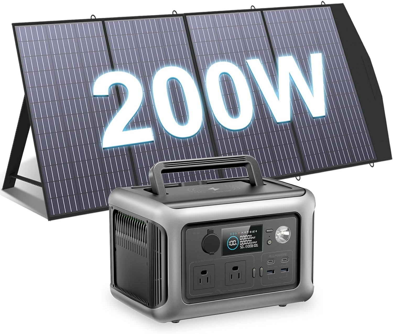ALLPOWERS R600 600W Portable Power Station with 200W Solar Panel included, 299Wh LiFePO4 Solar Generator with 200W Solar Charger, MPPT Solar Power, UPS Battery Backup for Camping RVs Home