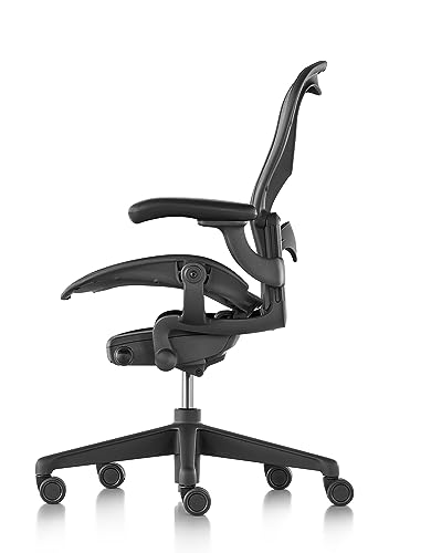 Herman Miller Aeron Chair Size B - Graphite Fully Loaded Adjustable Arm Height Tilt Tension Control Posture Fit - Repackaged Ergonomic Office Desk Chair