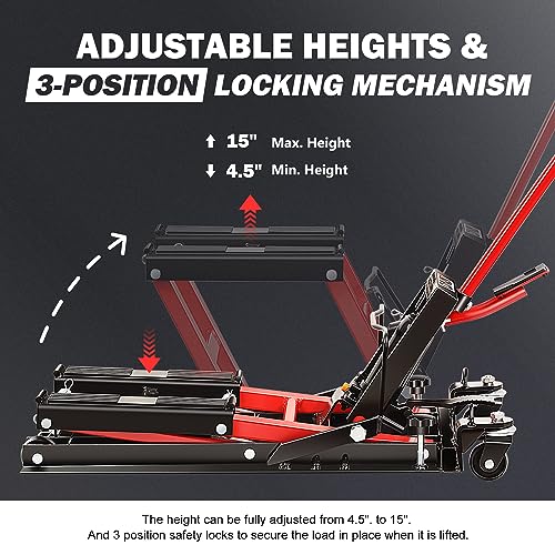 DNA MOTORING Motorcycle Lift Table 1000lbs Capacity Motorcycle Support Stand L 86.2in x W 22in Motorcycle Lift Jack Lifting Range 7.2-30.3in Black TOOLS-00780