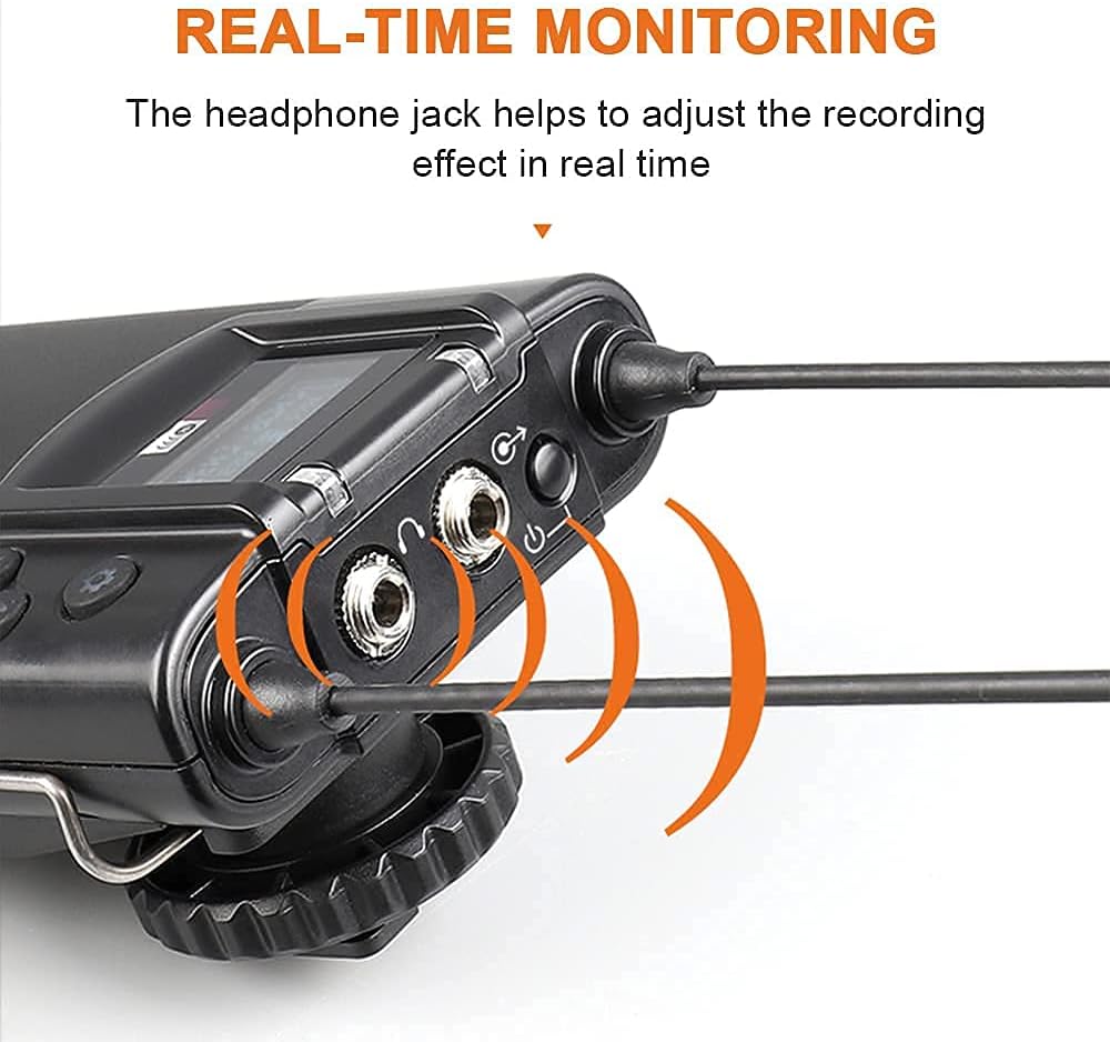 RELACART CR2 UHF Wireless Lavalier Microphone, 32 Channels Wireless Lapel Mic System Compatible with DSLR, Camera, Camcorder, Smartphone for Vlogging, Streaming, YouTube, Tiktok