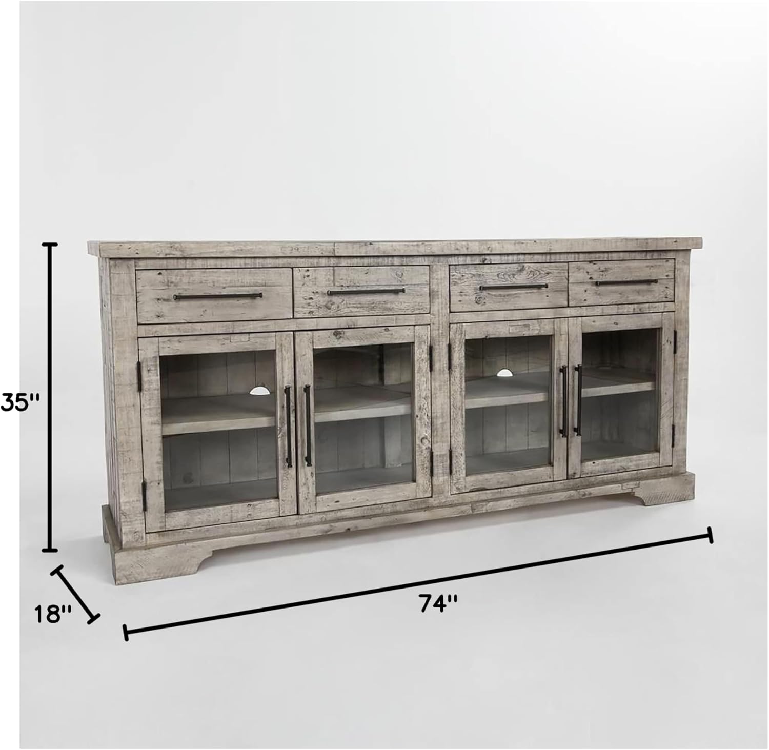 Kosas Home Sagrada 4-Drawer Reclaimed Pine Sideboard in Sierra Gray