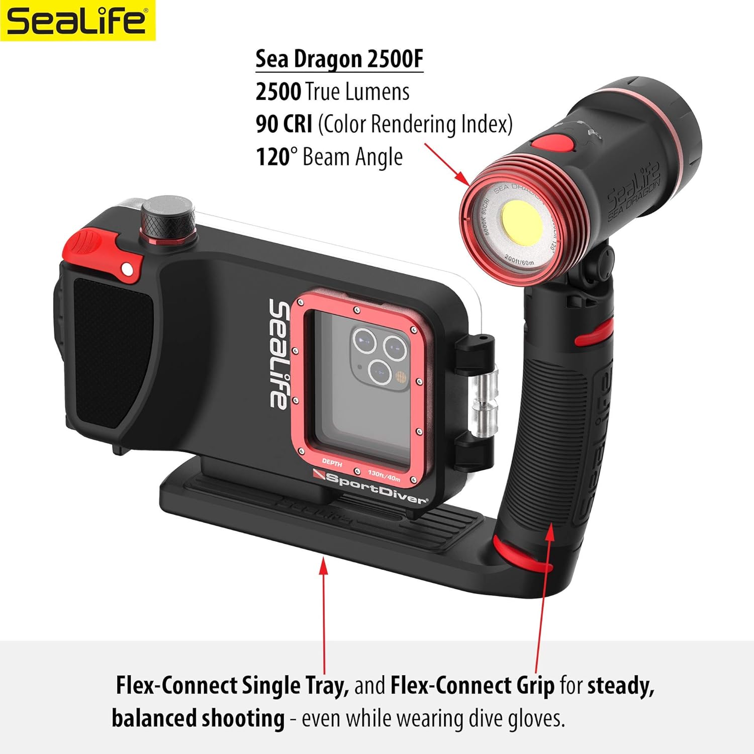 Underwater Smartphone SeaLife Scuba Case – Waterproof Photography, Access Camera Controls, Leak Alarms, Black, Without Light