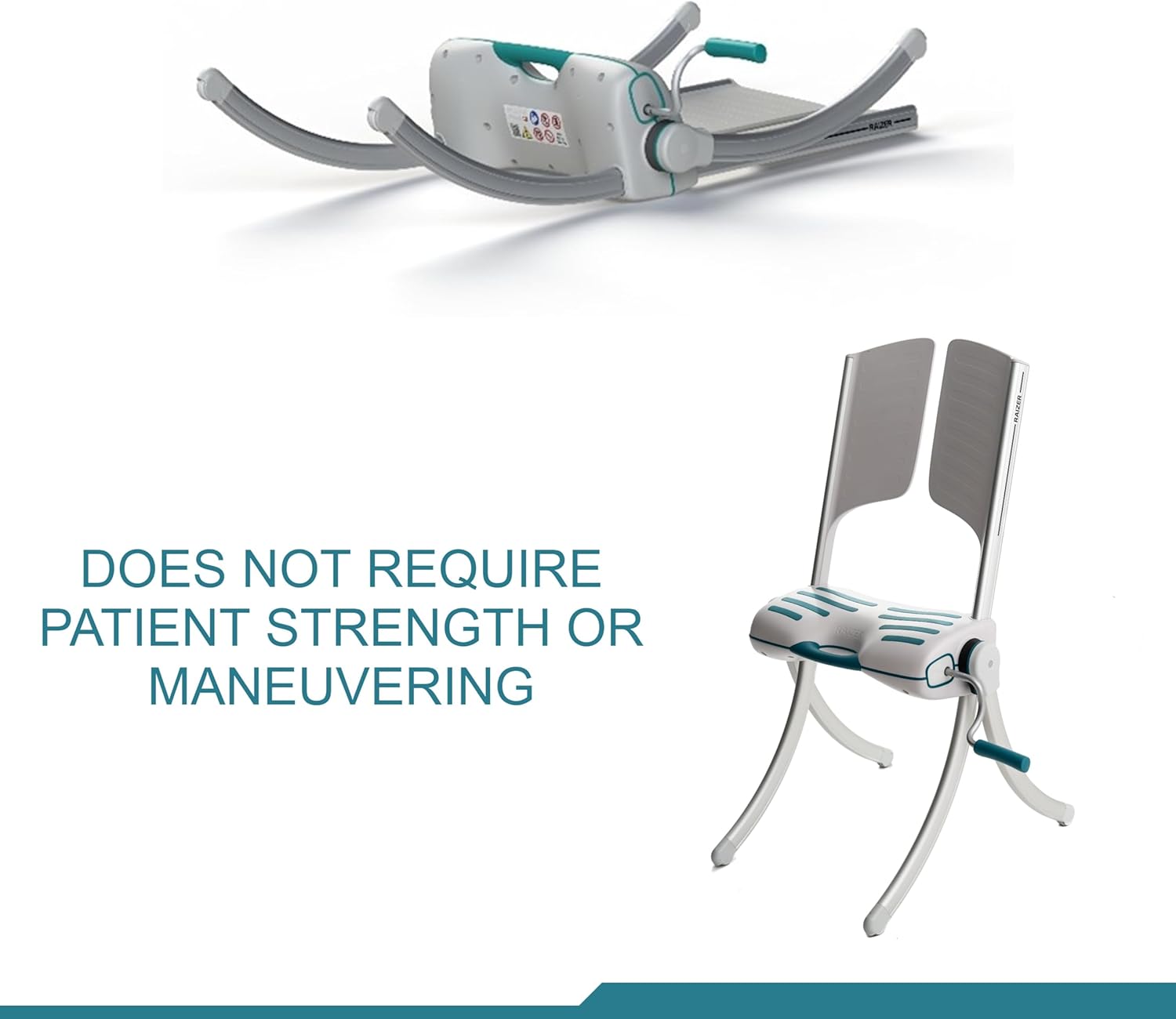 Raizer Lay Flat Patient Lift Device for Home, Elderly, Lift Chair for Seniors, Lift Assist Seat, Portable Lift Aid - Made in Europe - Safely Helps Lift Adults That Fall Get Up from Floor - Liftup M