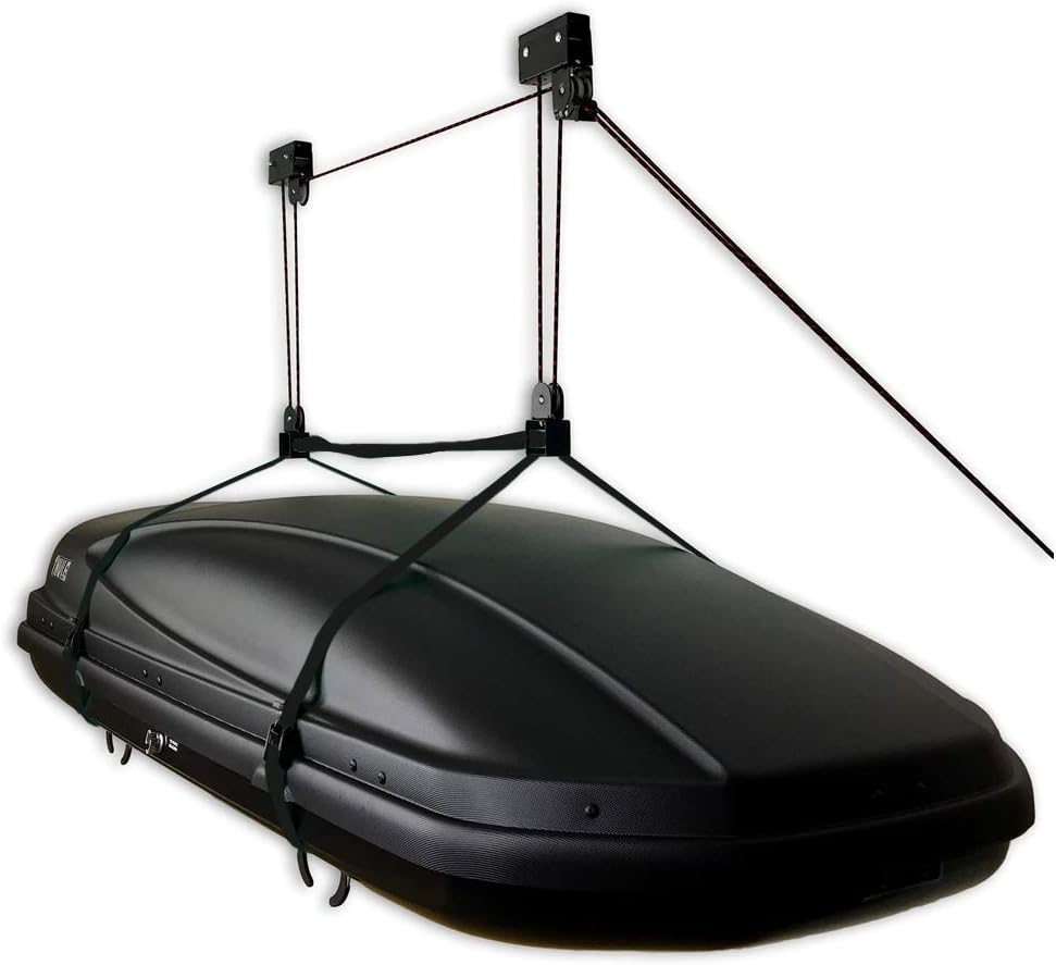 StoreYourBoard Cargo Box Ceiling Storage Hoist, Rooftop Carriers, Hi Lift Pro Garage Organizer Pulley, Hanger Rack Pack of 2