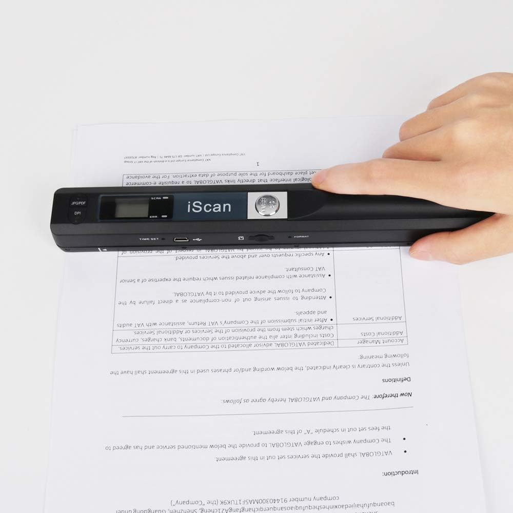 Portable Scanner iSCAN 900 DPI A4 Document Scanner Handheld for Business, Photo, Picture, Receipts, Books, JPG/PDF Format Selection, Support Micro SD (Not Included) Card Hand Scanner-B
