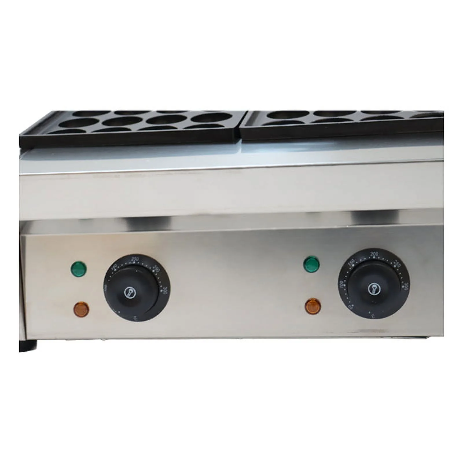 PreAsion Commercial Dual Plate Electric Takoyaki Maker Octopus Cluster Takoyaki Machine Fish Ball Griller Meatball Grilling Machine 56Pcs Per Time 220V