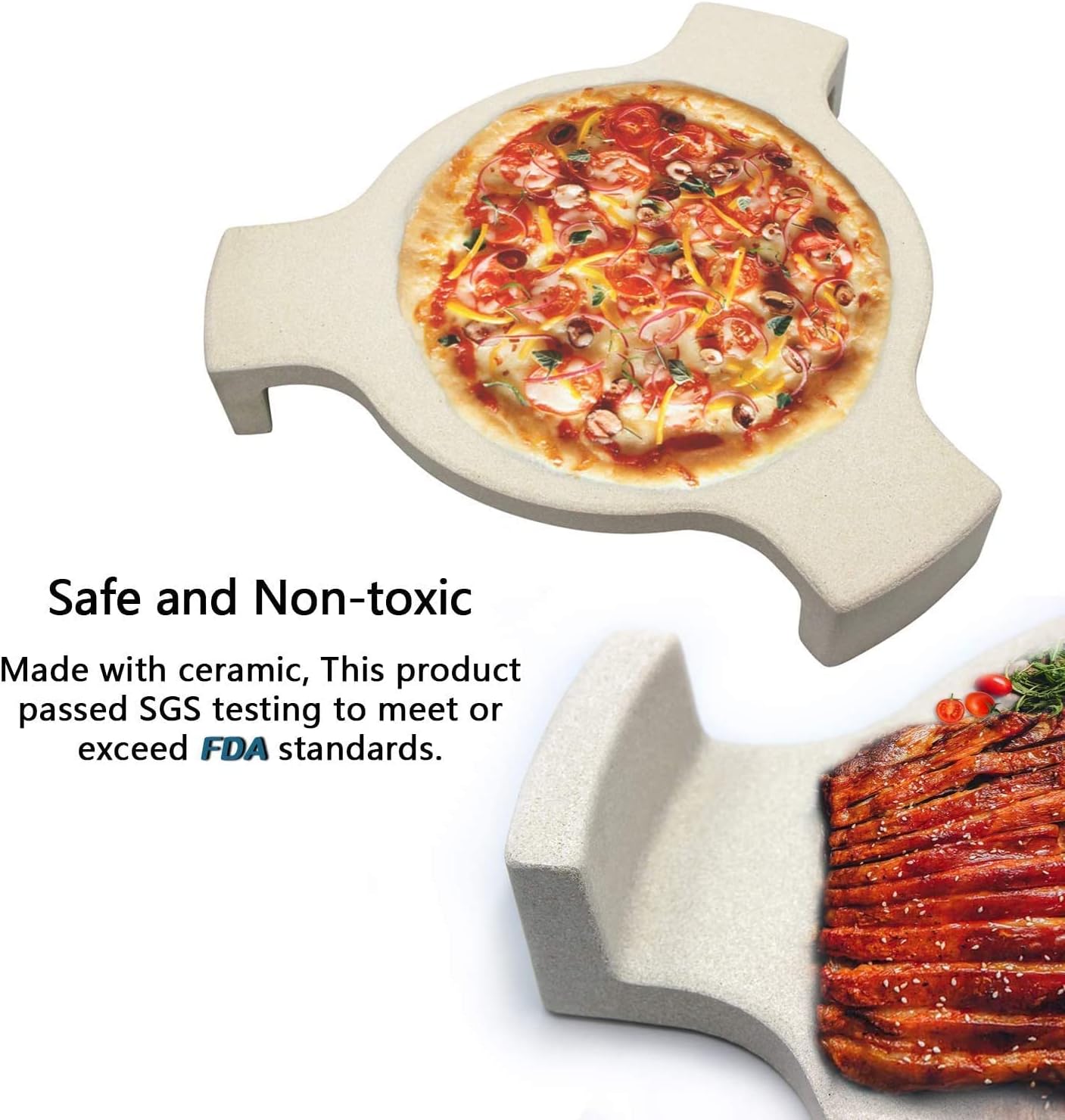 Conveggtor Big Green Egg Plate Setter Heat Deflector with 3 Legs, Plate Setter, Smoking Stone for 18 in Large Big Green Egg Grill, 18 in Kamado Grill, Chargriller 18 in Akorn Kamado, White Pack of 2