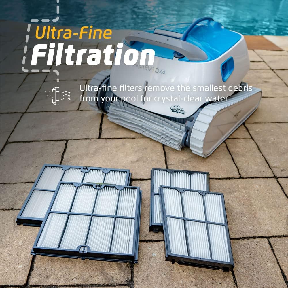 Dolphin Proteus DX4 Automatic Robotic Pool Vacuum Cleaner Includes Ultra-Fine Filters for an Ultimate Clean, Ideal for In-Ground Pool up to 50 FT in Length