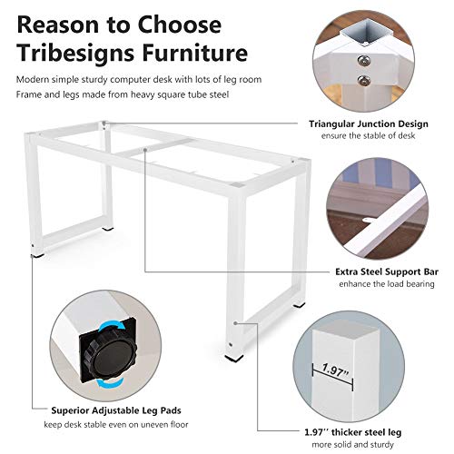Tribesigns Modern Computer Desk, 63 x 31.5 inch Large Executive Office Desk Computer Table Study Writing Desk Workstation for Home Office, Spliced Desktop, White