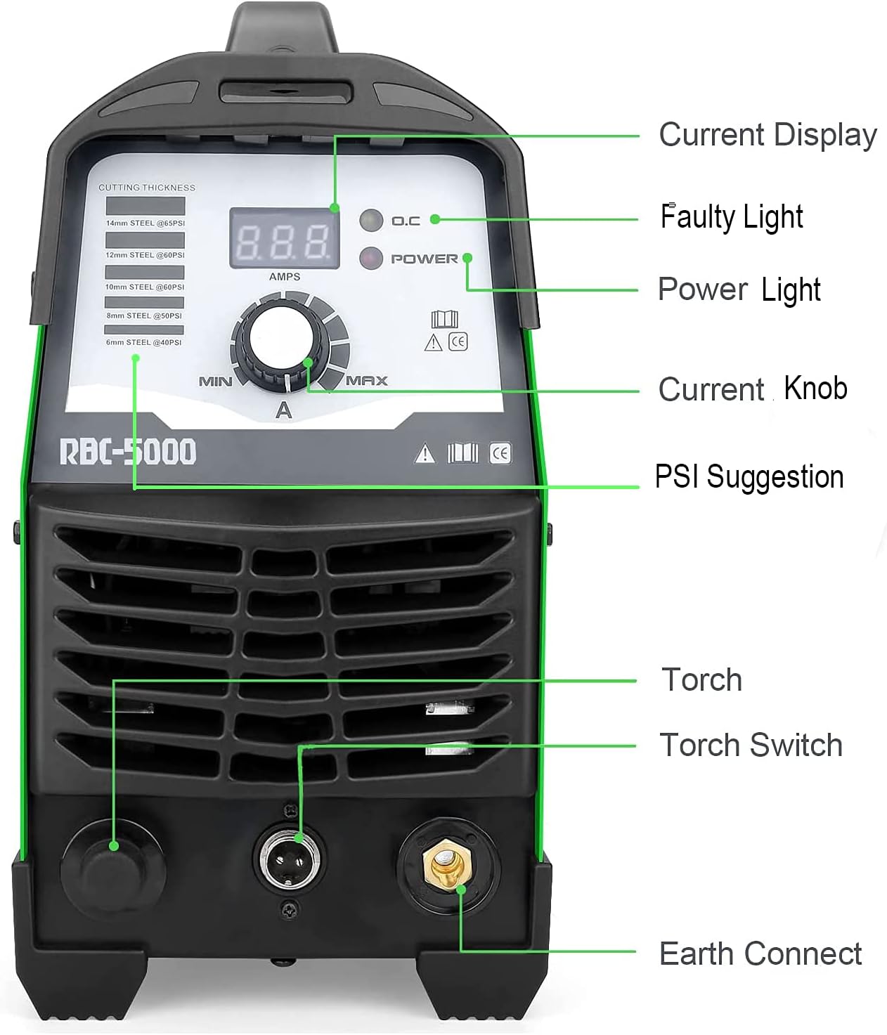 Reboot Plasma Cutter,50 Amp 1/2" Clean Cut CUT50D 110V/220V IGBT Air Plasma Cutting Machine Compact Metal Cutter High Frequency Inverter Cutting for Alloy Mild Steel Cast Iron and Chrome-Black