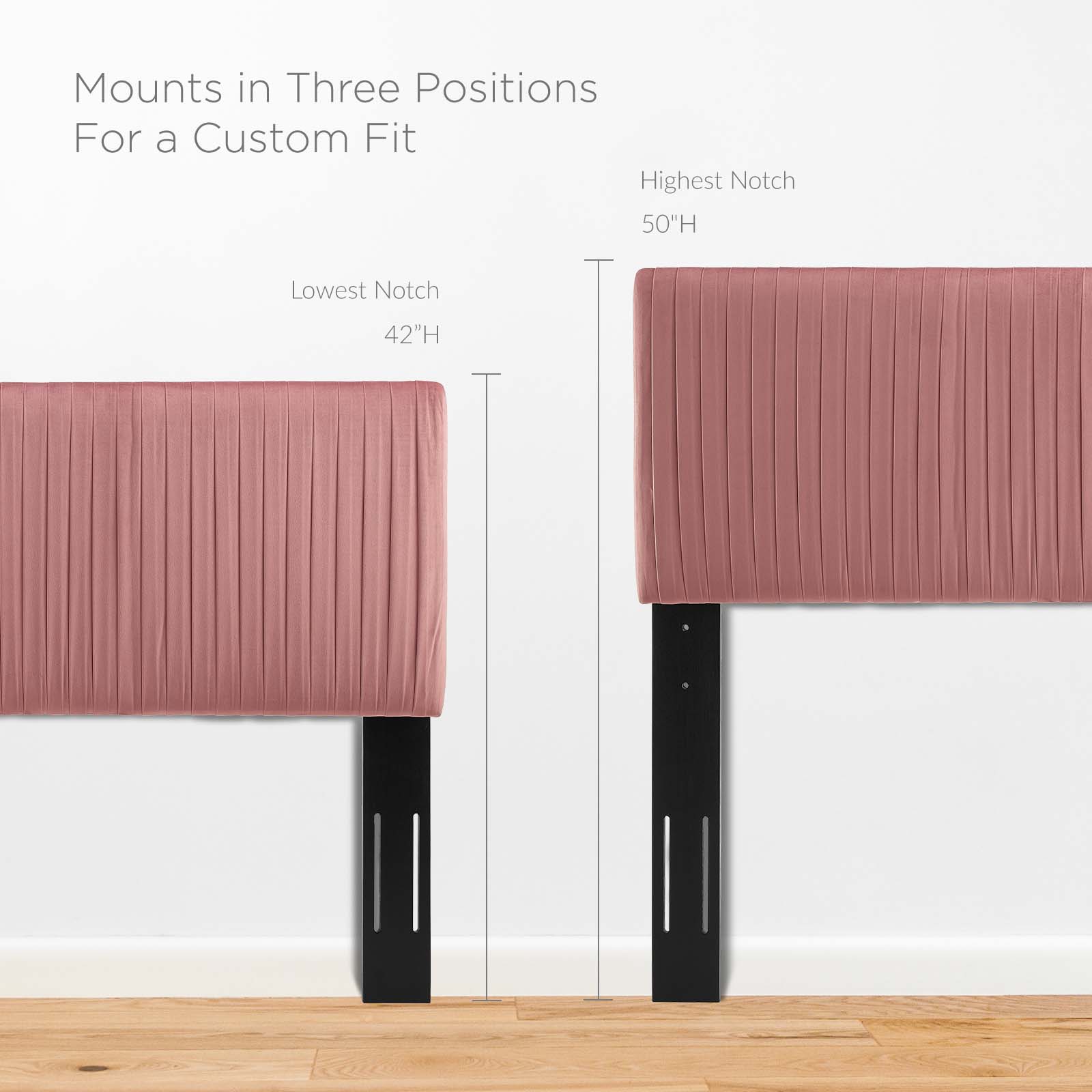 Modway Eloise Channel Tufted Performance Velvet Full/Queen Headboard in Dusty Rose