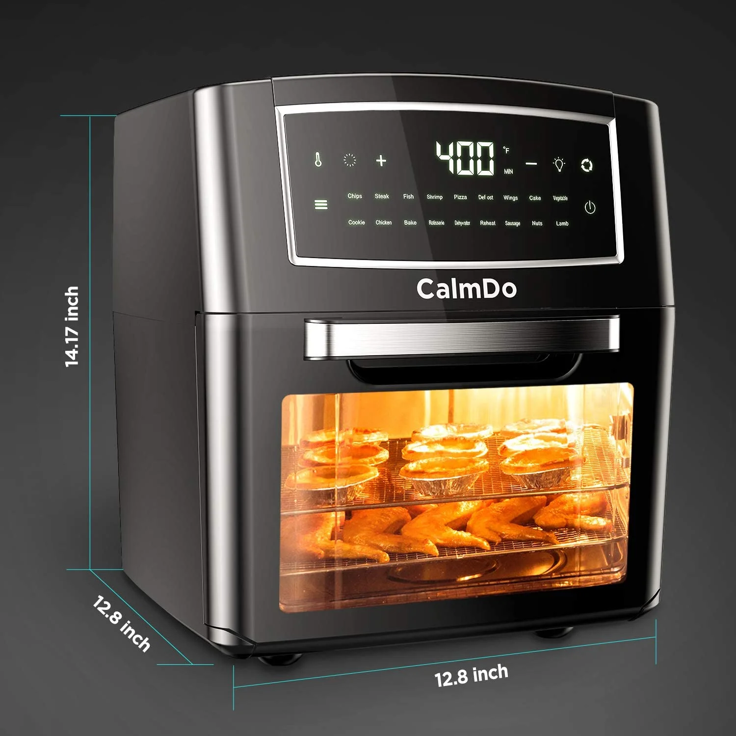 CalmDo Air Fryer Oven Combo, 18 in 1 Toaster Ovens Countertop Convection Ovens, Air Fryer Countertop for Rotisserie, Roast, Bake, Dehydrate,12.7QT/12L Air Fryer Toaster Oven with 10 Accessories, 1500w