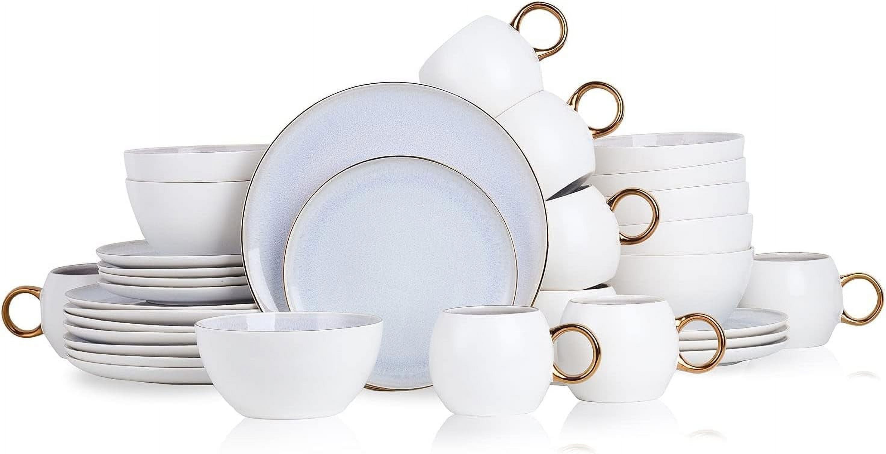 Josephine Formal Porcelain Dinnerware, Set Of 4, Blue, White And 16-Piece