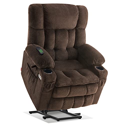 MCombo Dual Motor Power Lift Recliner Chair with Massage and Heat for Elderly People, Infinite Position, USB Ports, Cup Holders, Fabric 7890 (Medium-Regular, Burgundy)