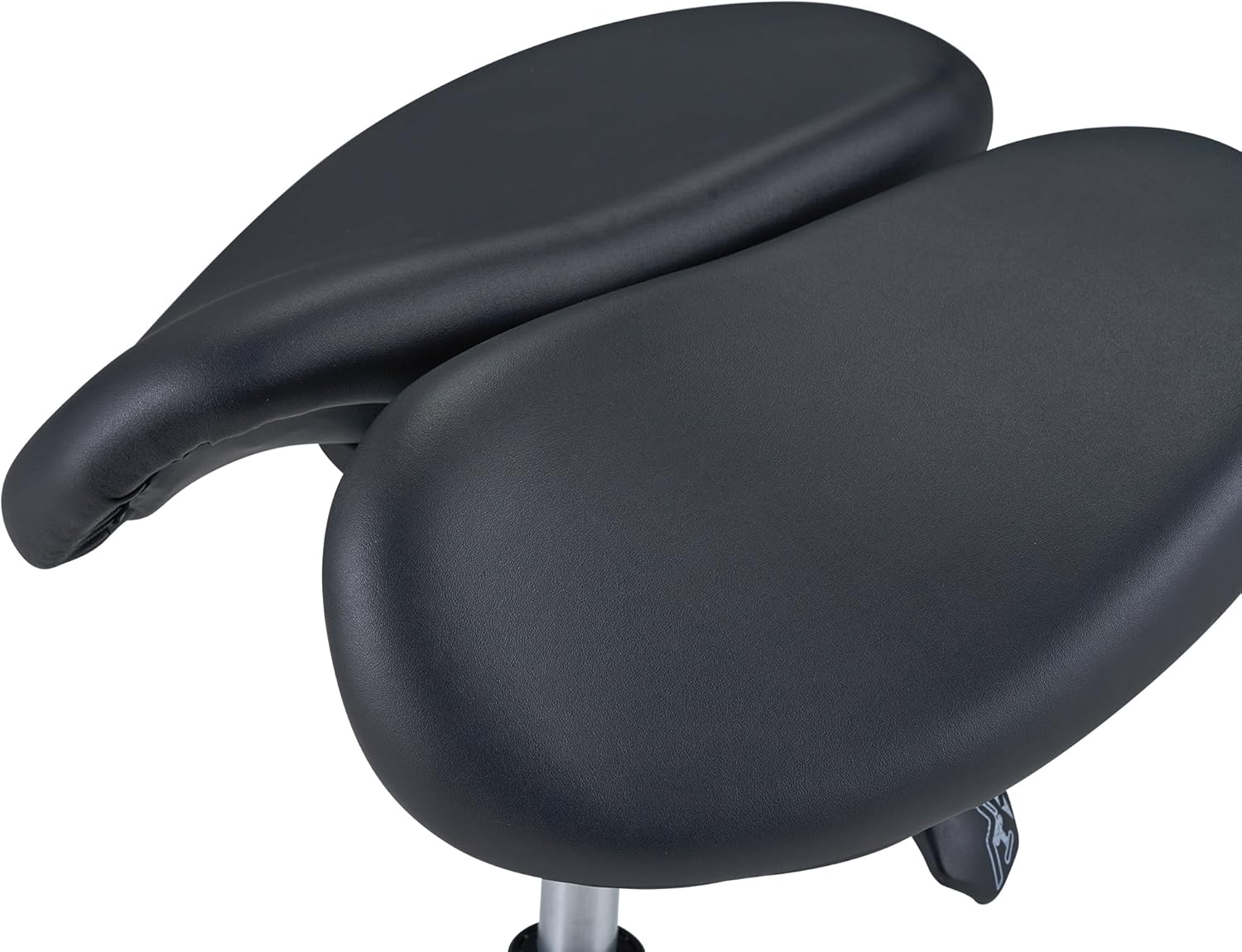 Master Massage Berkeley Ergonomic Split Style Saddle Stool in Black with Black Aluminum Base