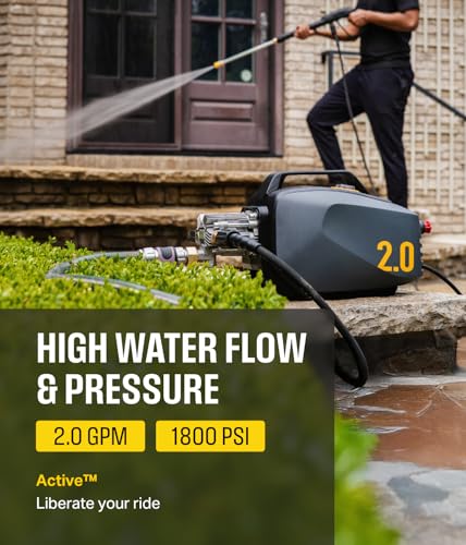 ACTIVE 2.0 Electric Pressure Washer - 2.0 GPM and 1800 PSI, Compact & Small Pressure Washer, Electric Power Washer for Car Detailing, Home, Patio and All Other Cleaning transformations.