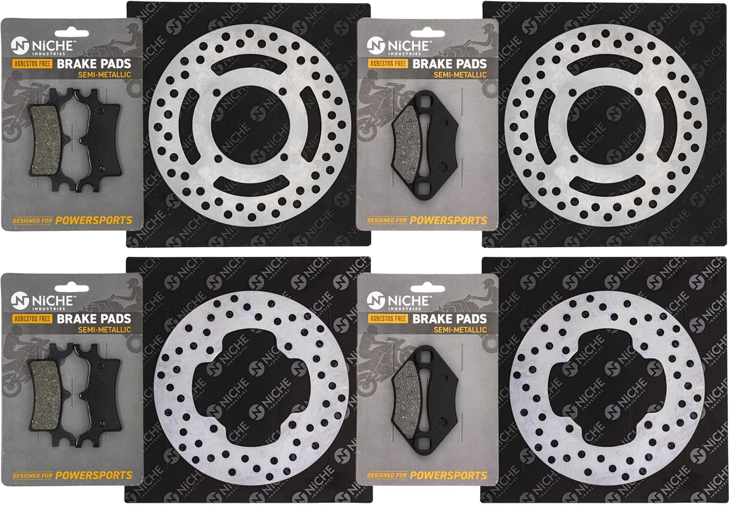 NICHE Complete Brake Rotor Pad Semi Metallic Kit For Polaris Sportsman 500 400 600 700 2202412 2203451 5244314 5244635