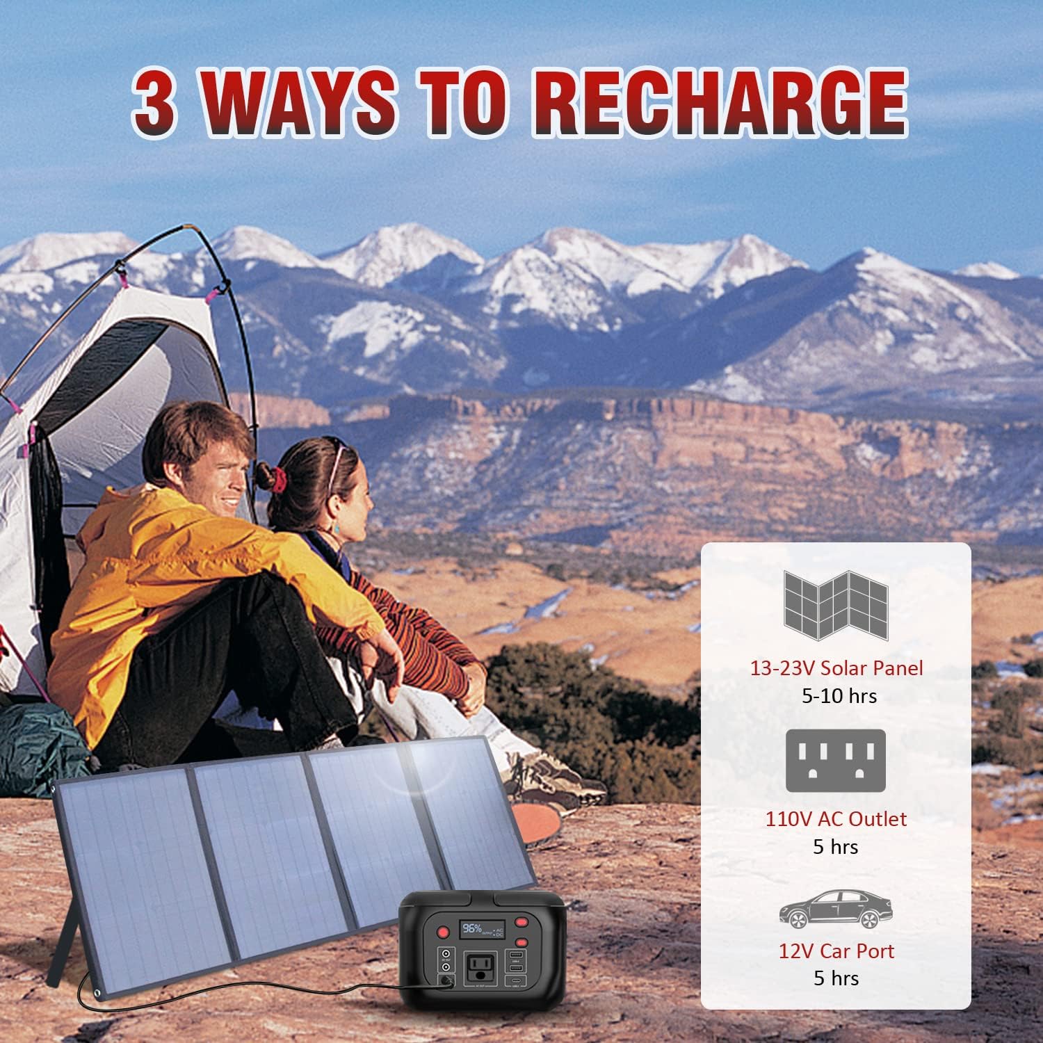 Portable Power Bank with AC Outlet 110V/200W, 42000mAh Power Station with Fast Wireless Charger, Support Pass Through Charging, 7 Outputs Backup Lithium Battery for Home Camping Emergency