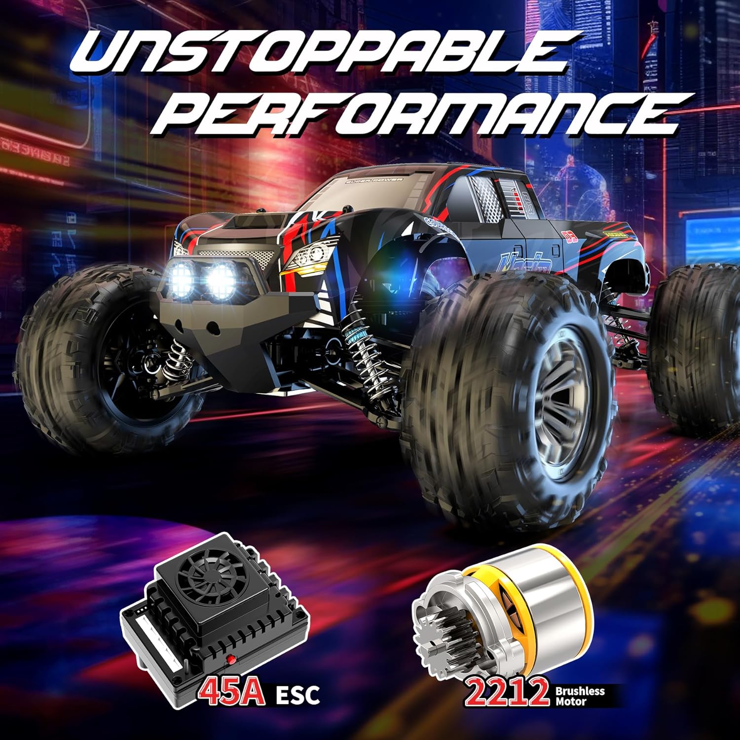 Hosim 1:10 Scale 48+ KMH Remote Control Car & 1:10 Scale 60+KMH Brushless Rc Cars for Adults Boys